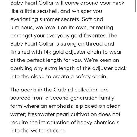 Catbird Baby Pearl Collar - 16 - 18 inches - Picture 2 of 2